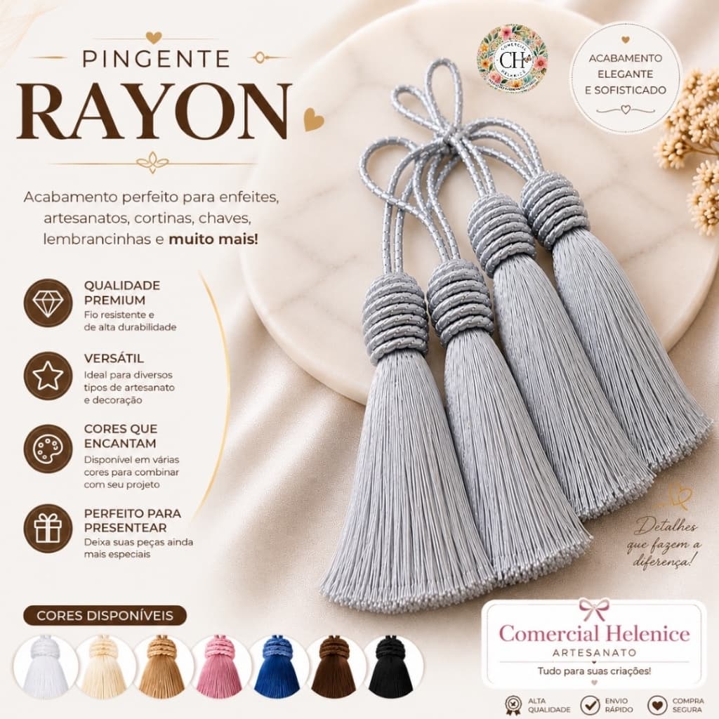 Kit com 10 unidades Pingente De Seda Tassel 9cm Festa Chaveiros Lembrancinhas