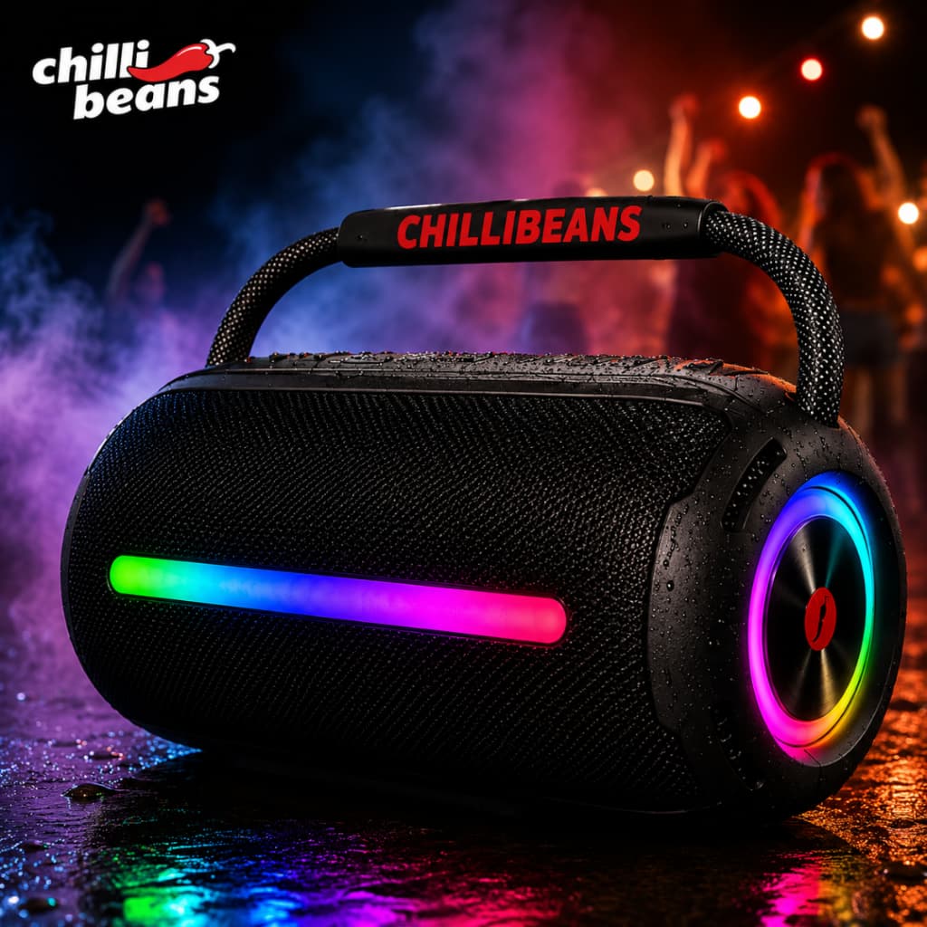 Caixa De Som Bluetooth Chilli Beans Smart Box LED RGB Portátil TWS USB-C
