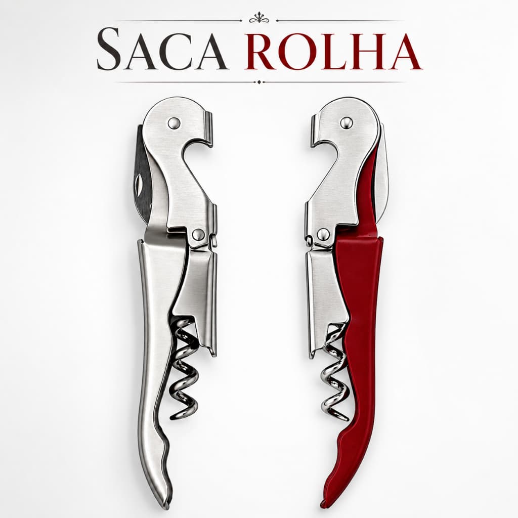 Abridor de Garrafas Vinho Articulado Prático Metal Vermelho Saca Rolhas