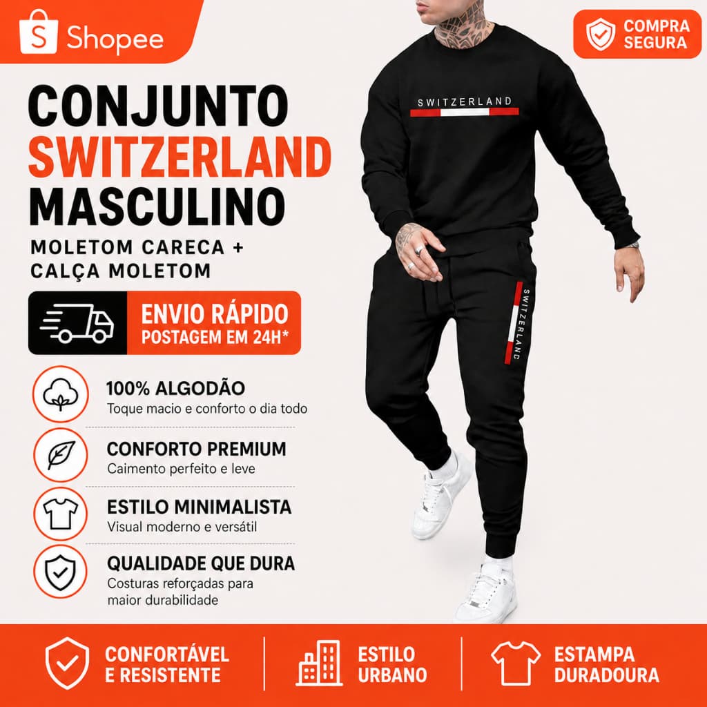 Novo Conjunto Moletom Careca E Calça Moletom Suiça Premium