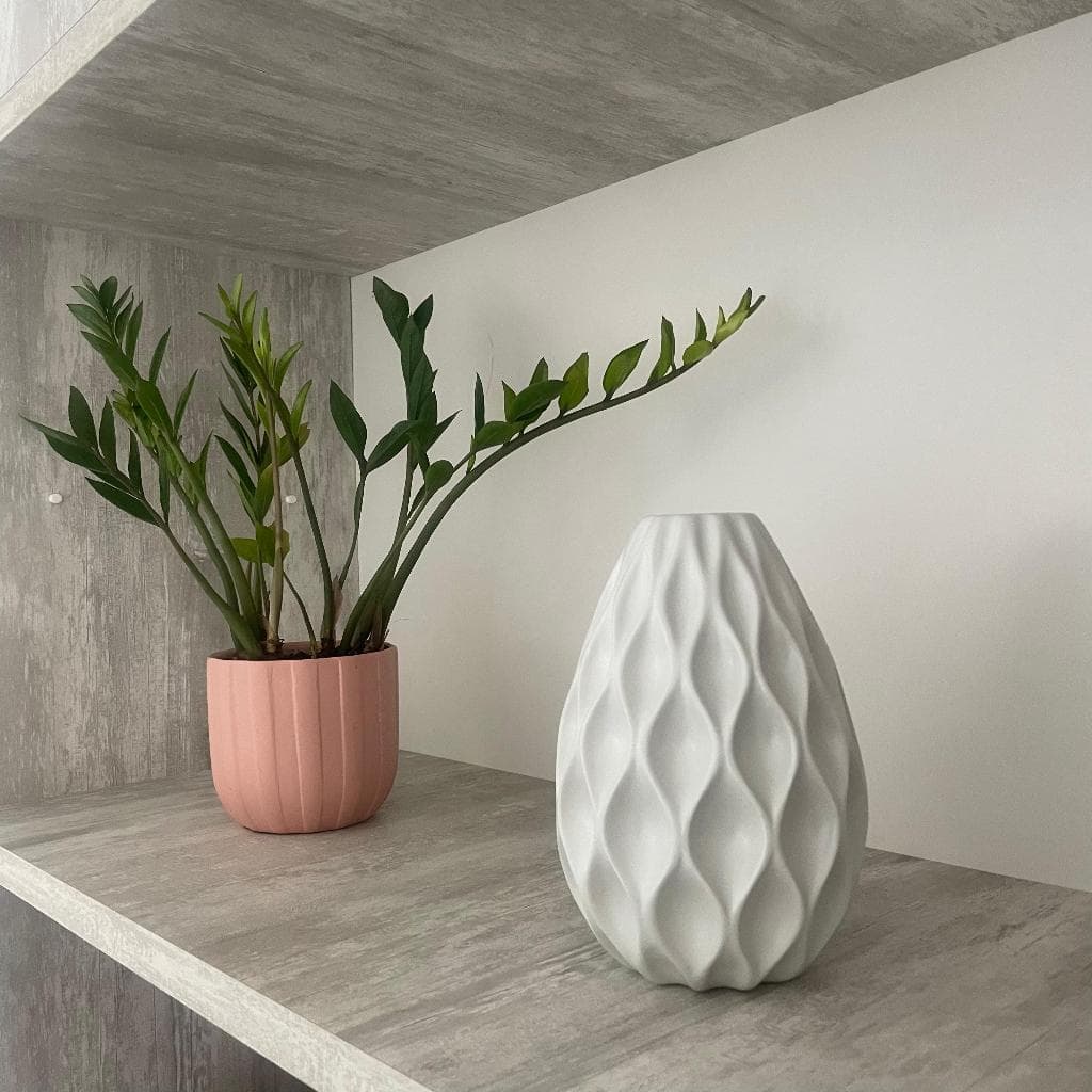 Vaso Decorativo de Cerâmica Ondine P Branco Pequeno Sala Aparador