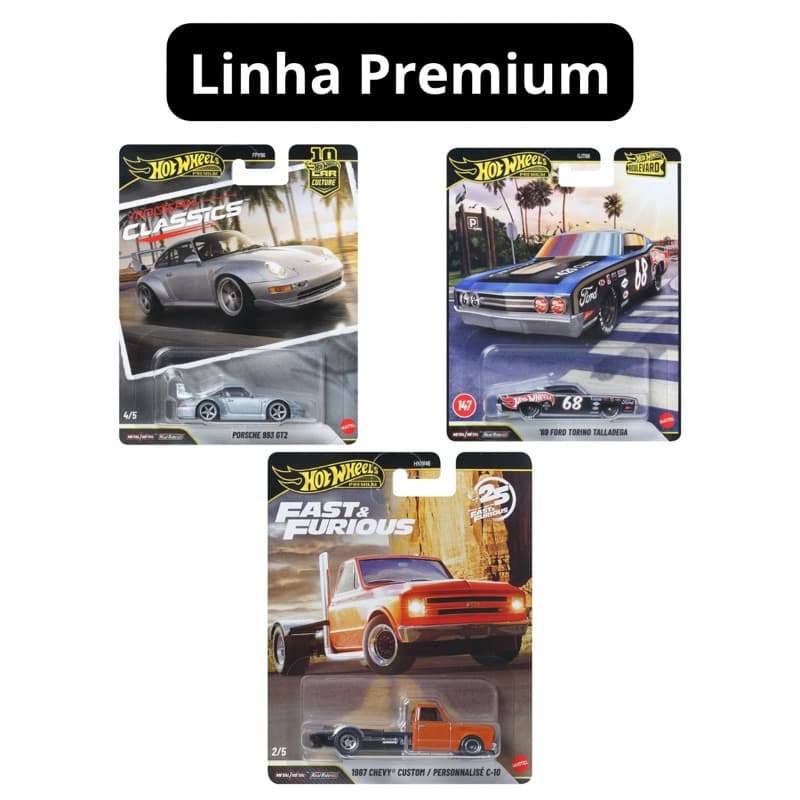 Linha Premium Colecionável Carrinho Miniatura Hot Wheels Velozes e Furiosos 1967 Chevy Custom C-10
