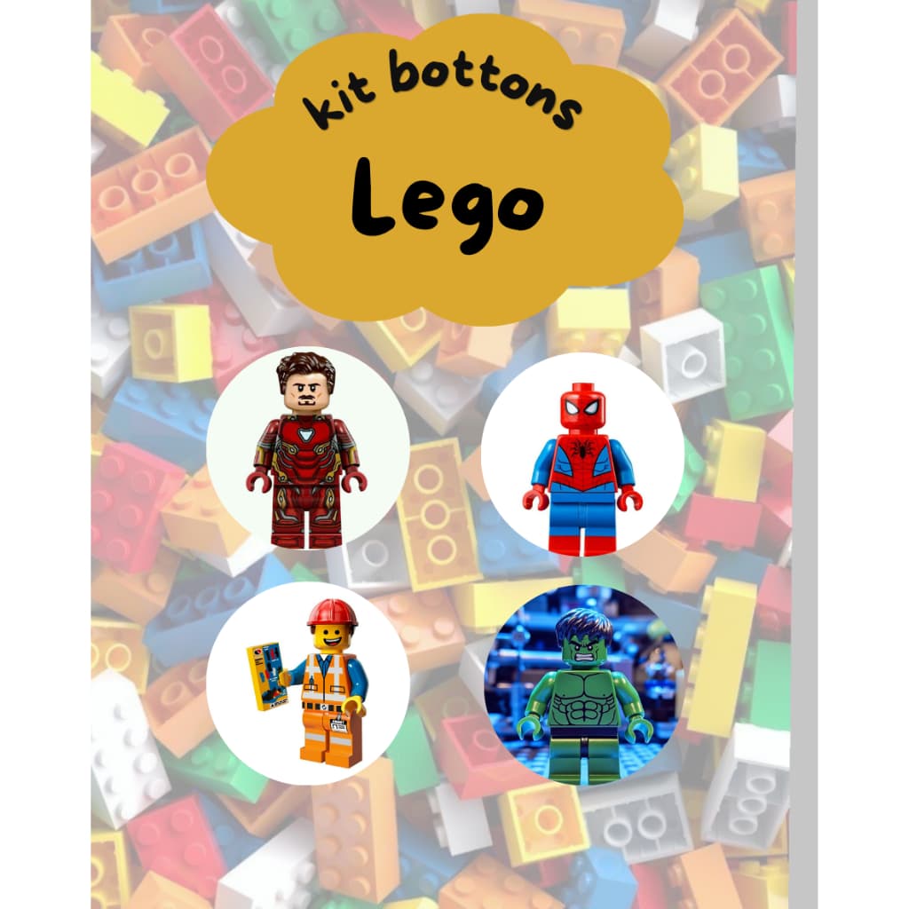 Kit 4 Bottons Lego Super Heróis Marvel Broche Pin Acessório Mochila