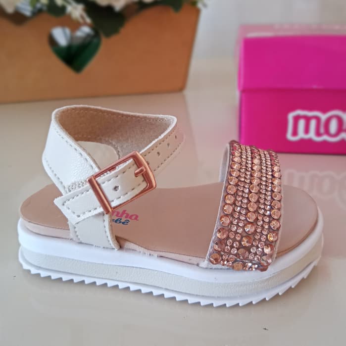 Sandália bebê Molekinha com strass tamanhos 17 ao 25