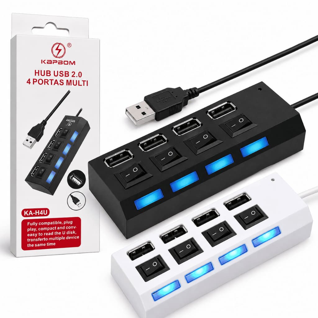 Hub USB 4 Portas USB 2.0 Adaptador Extensor Divisor para Notebook PC Kapbom