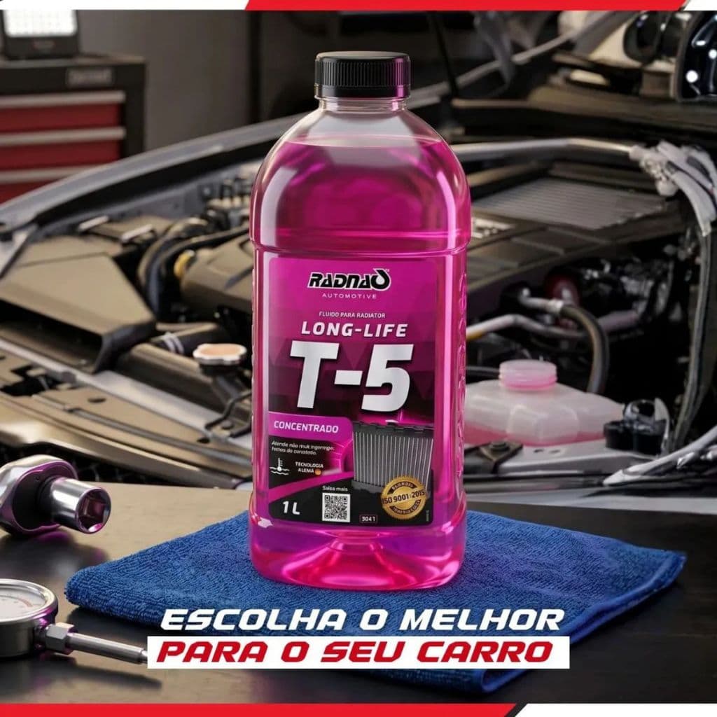 Aditivo Radiador Radnaq T-5 Concentrado Rosa 1L Fluido Arrefecimento Longa Vida Proteção Anticorrosiva