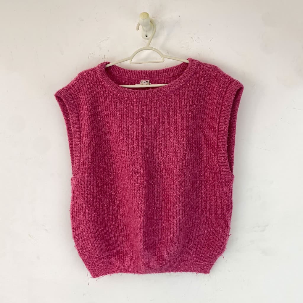 Colete de tricô de lã rosa marca Plaza tamanho 40