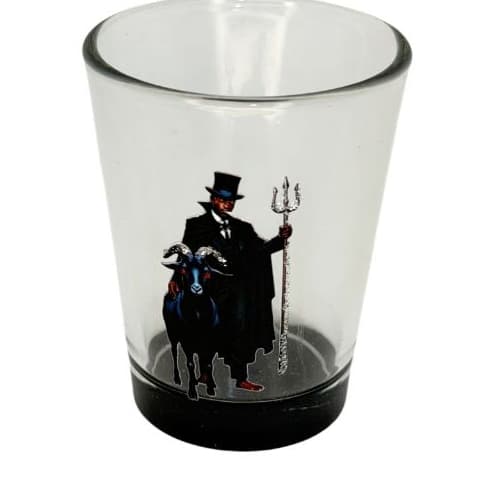 Copo Dose Exu Capa Preta Cartola Tridente Bode Umbanda Quimbanda Ofertador para Ritual e Oferenda 40ml
