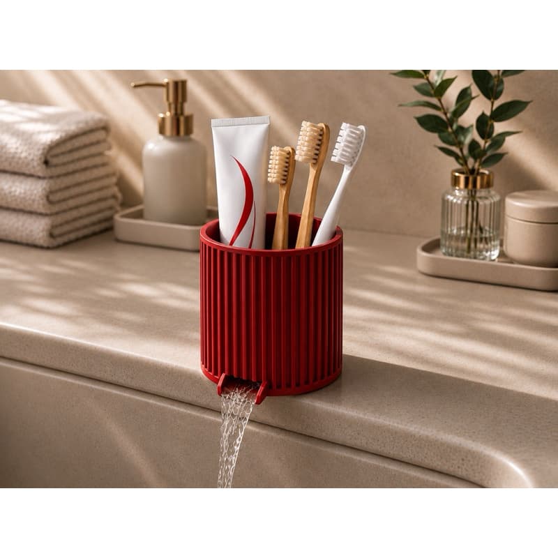 Porta Escova de Dentes com Dreno Automático | Organizador de Bancada para Banheiro | Suporte para Escovas e Creme Dental