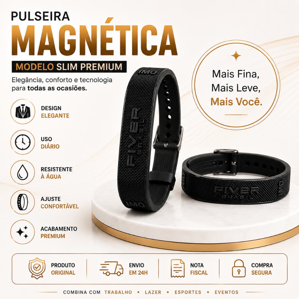 Pulseira Magnética Bioquântica EVI Neodímio Infravermelho Longo e Próximo Slim Premium Original