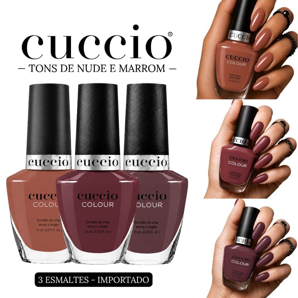 Esmaltes Cuccio Colour Importado Tons Nude e Marrom Cremosos 15ml Esmalte Atacado