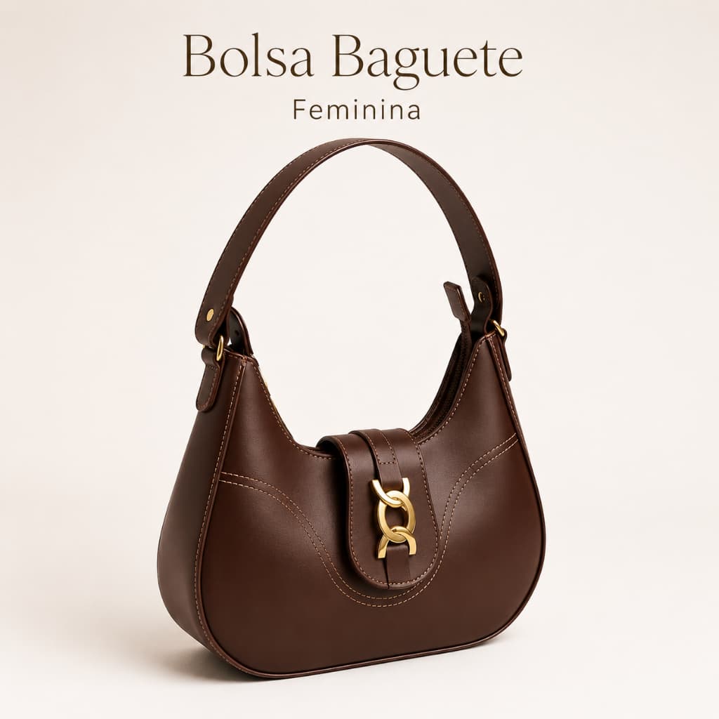 Bolsa Feminina Baguete Média De Ombro Elegante Casual Festa Dia a Dia Tendência