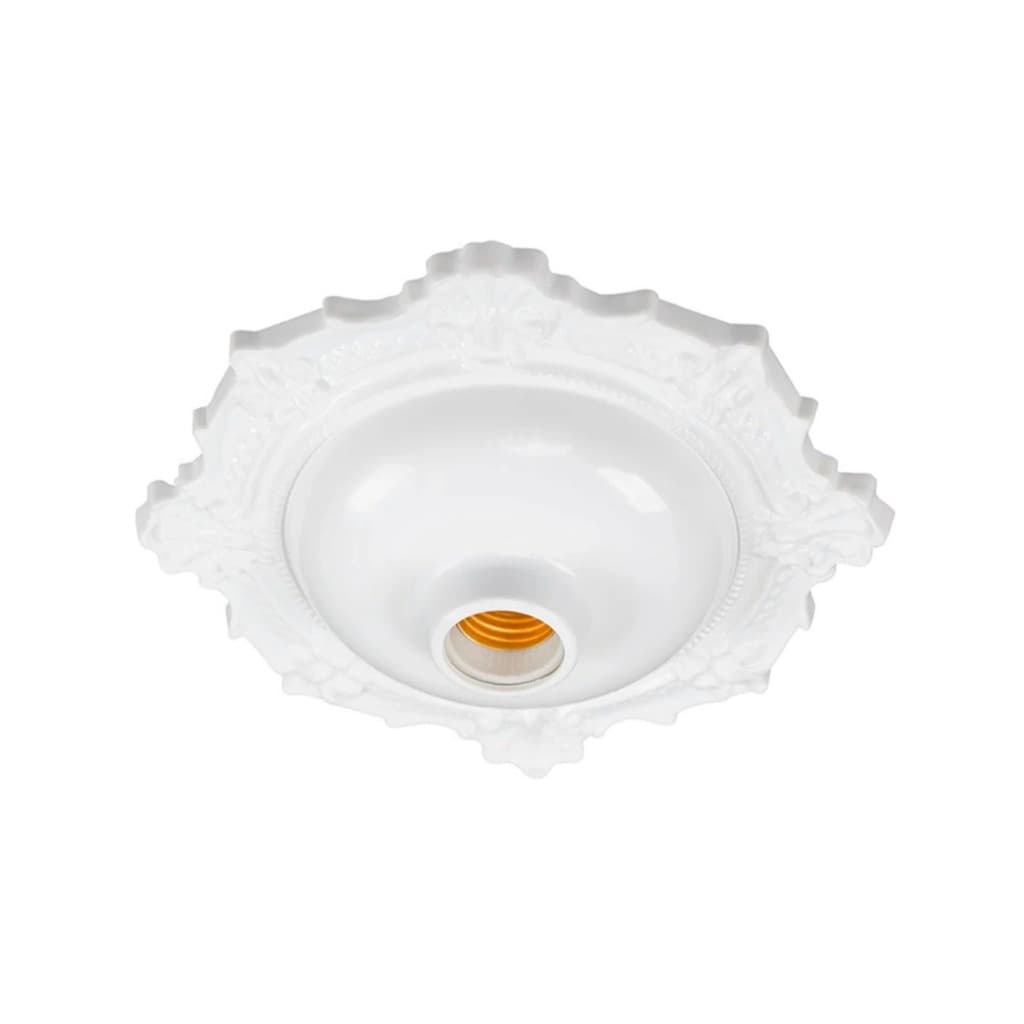 LUMINARIA DE TETO/SUPORTE DE LAMPADA/PLAFON COM SOQUETE PORCELANA ELITE COLONIAL BRANCO RETRO VITANGE COLONIAL