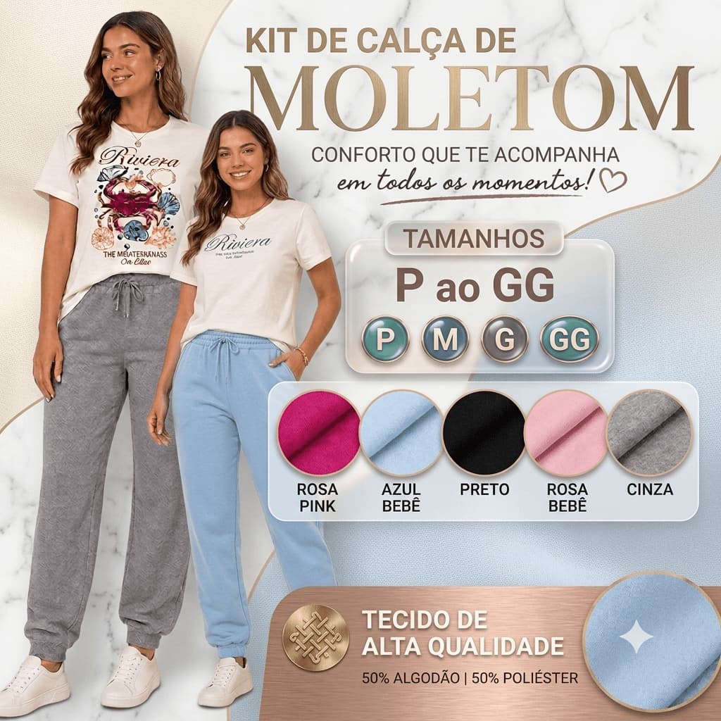 Kit 2 Calças Jogger Moletom Feminina Peluciada Conforto e Estilo Casual Barata