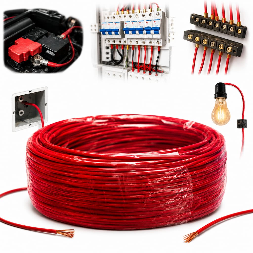 KIT 100 METROS DE CABO FLEXIVEL VERMELHO 0,5MM ROLO FIO ELÉTRICO RCM