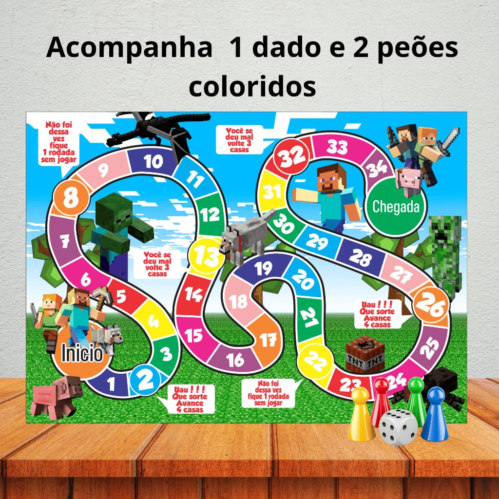 Jogo de tabuleiro para lembrancinha de aniversário/ kit festa/ personalizados - ROBLOX