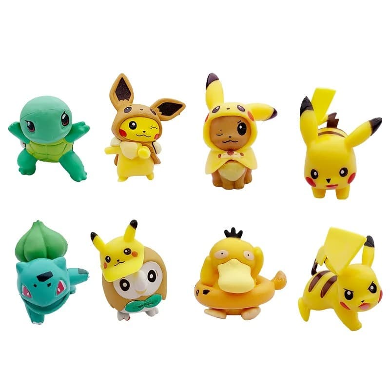 Kit Miniaturas Pokemon Action Figure Pikachu E Amigos 8 Pcs