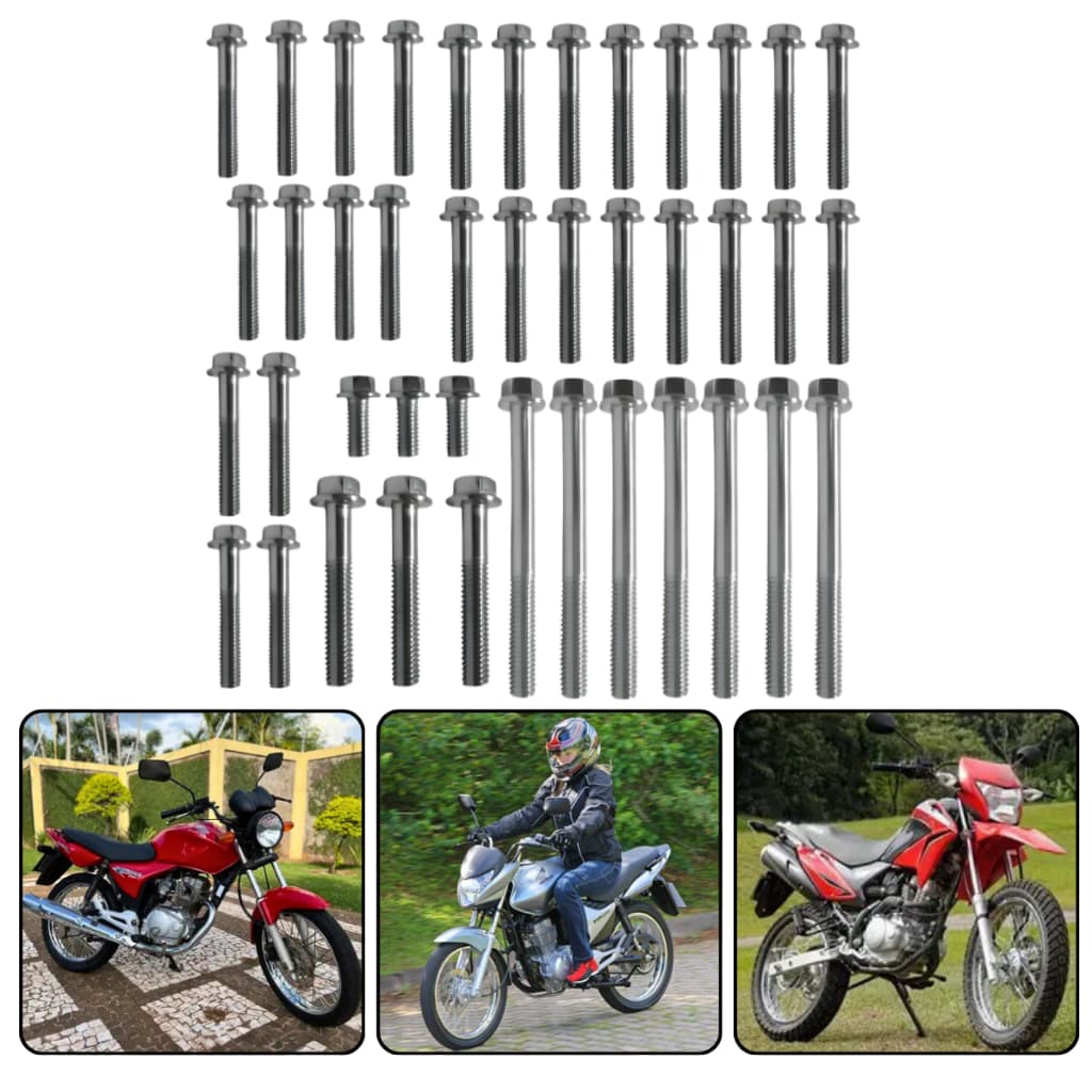 Kit Jogo Parafusos Cromados Motor Titan 150 Bros 150 Fan 125 150 41 Peças