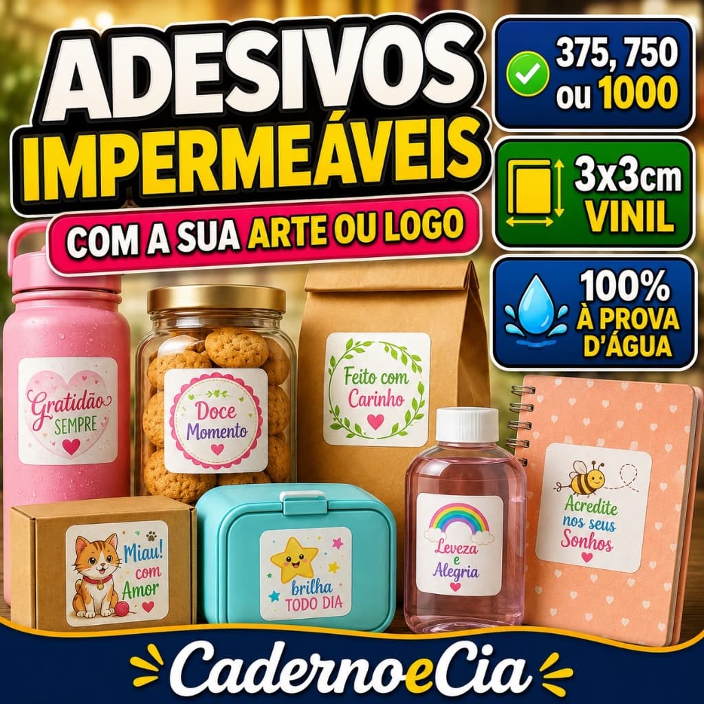 Kit Adesivos Impermeáveis 3x3cm | Alta Qualidade - ENVIO RÁPIDO