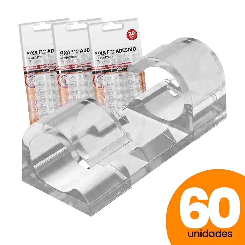 Kit Clips Fixador Organizador de Fios e Cabos Autoadesivo Para Mesas
