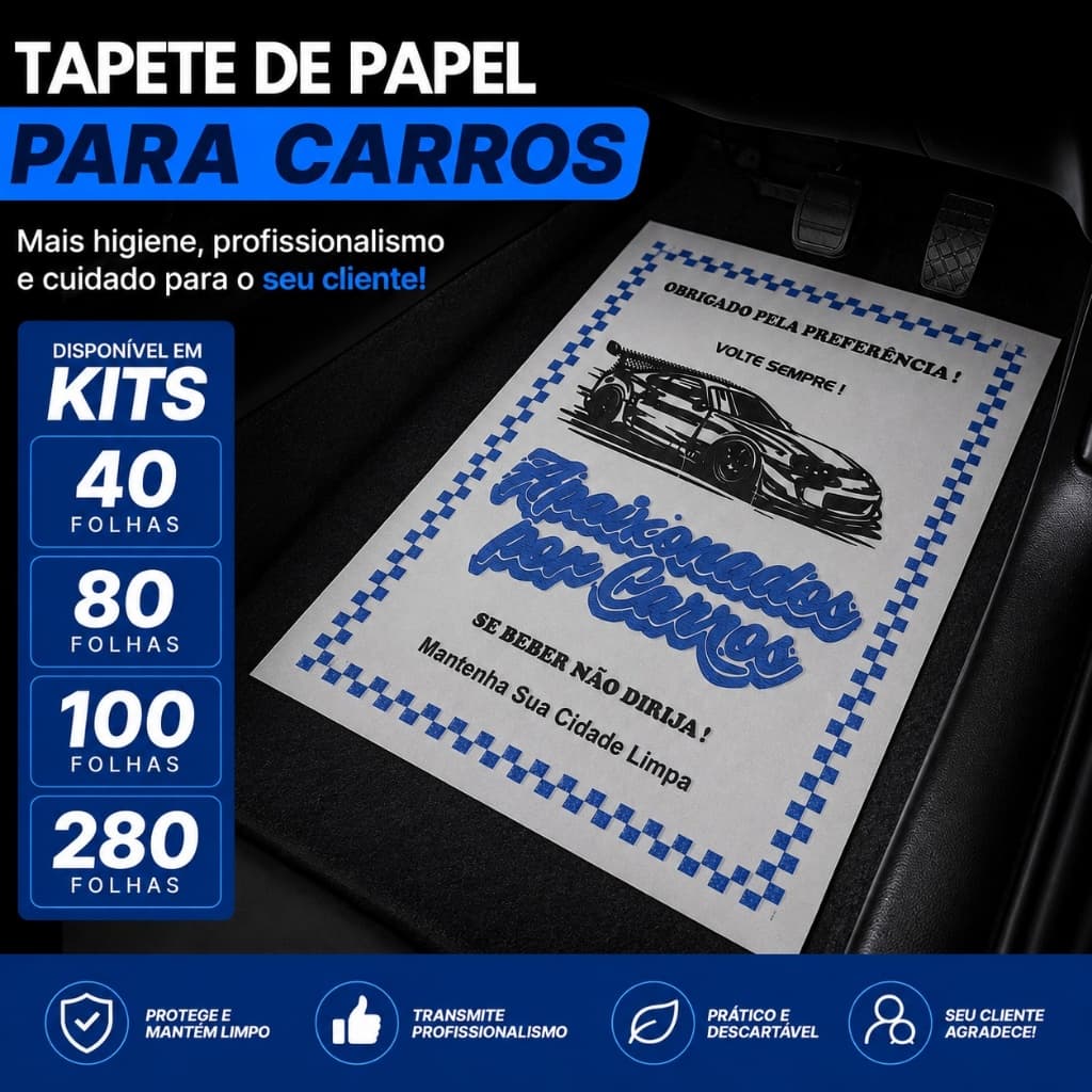 Tapetinho Papel Descartavel 260 Folhas Para Estetica Automotiva