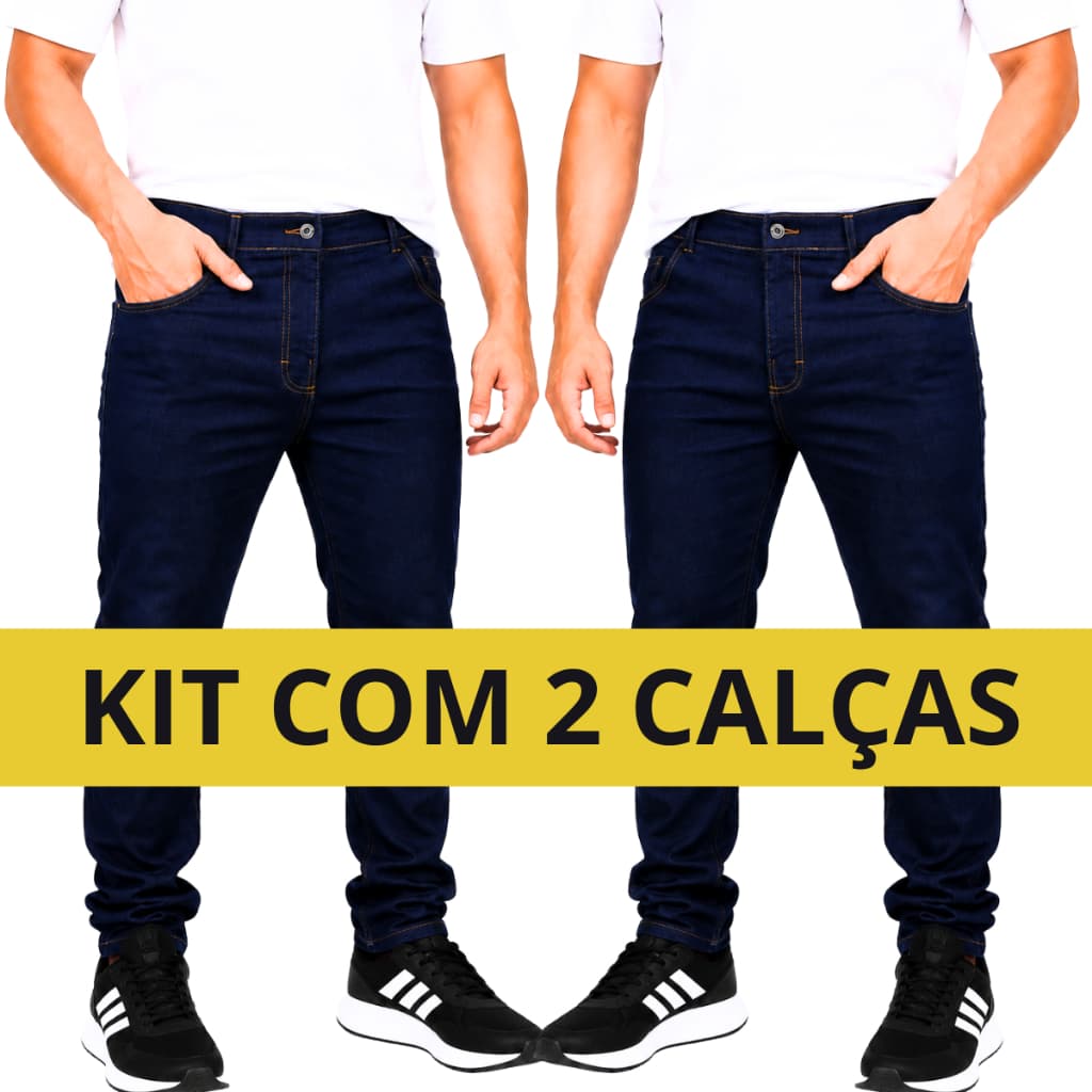 Kit 2 Calças Jeans Masculina Azul para Trabalho com Elastano Reforçada