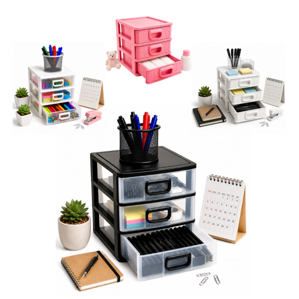 Organizador de Mesa com 3 Gavetas | Gaveteiro Multiuso para Maquiagem, Brincos e Acessórios