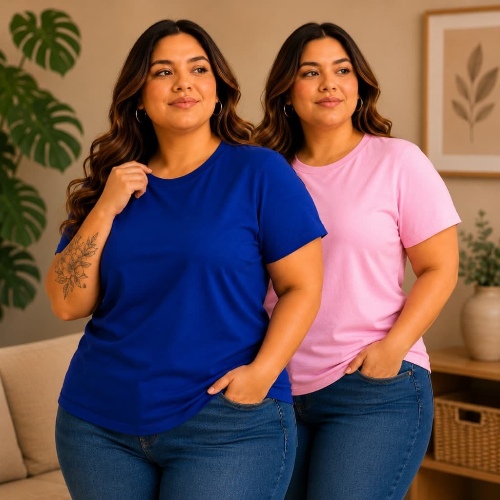 KIT 2 CAMISETAS PLUS SIZE FEMININA MODELAGEM GRANDE BLUSA BÁSICA TSHIRT 100% ALGODÃO PREMIUM CONFORTAVEL