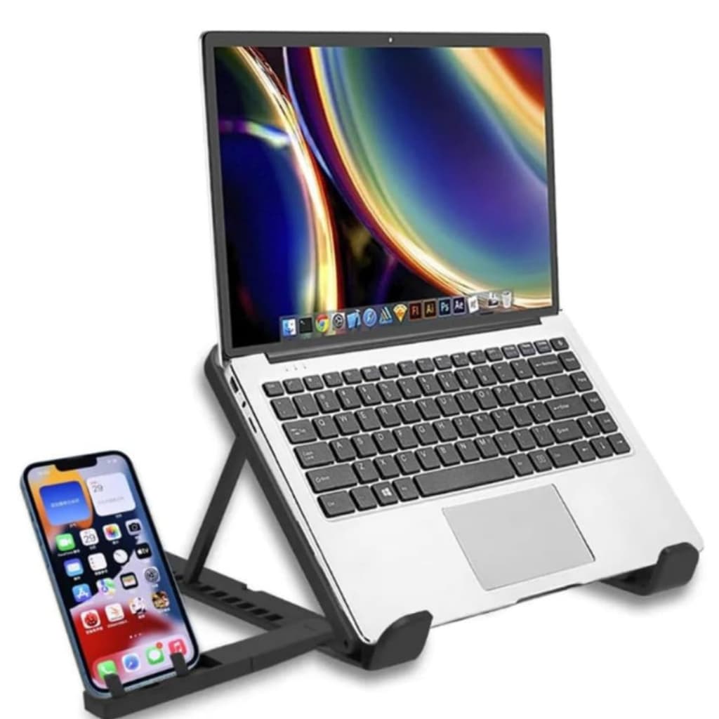 Suporte para Notebook e Tablet Regulável Ergonômico Dobrável Portátil Home Office Premium