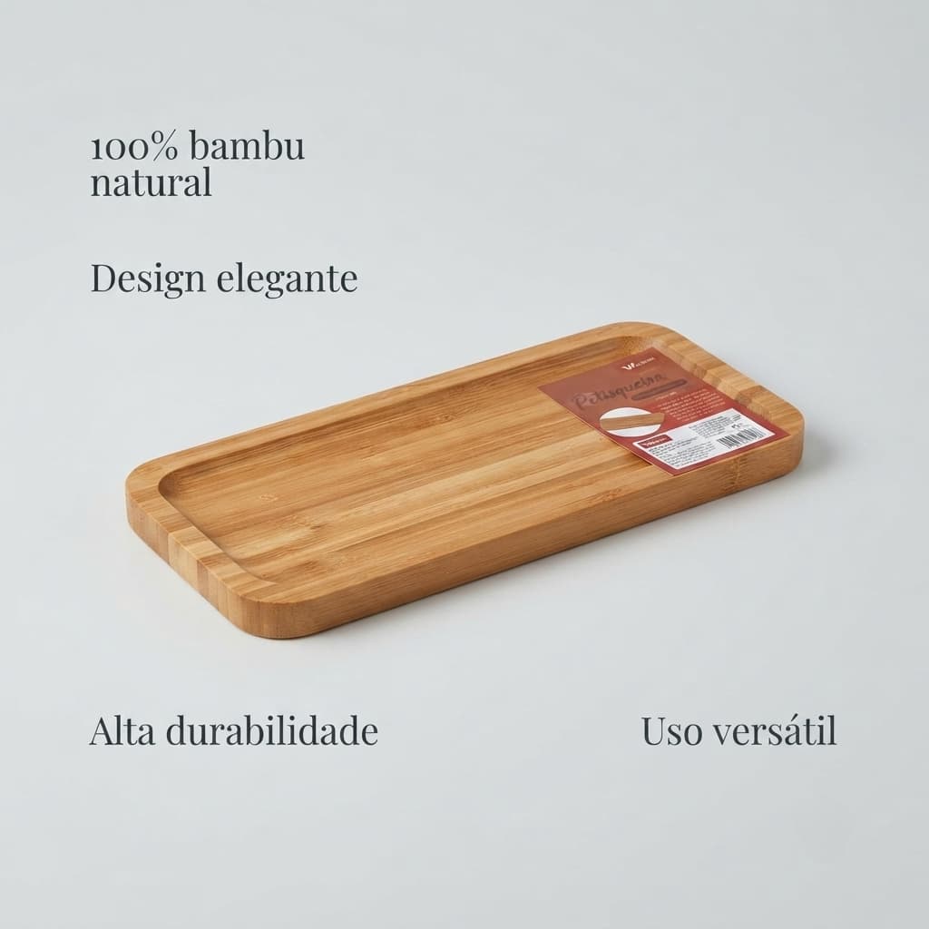 Petisqueira bambu retangular 26cm durável elegante organizador petiscos lanches gourmet