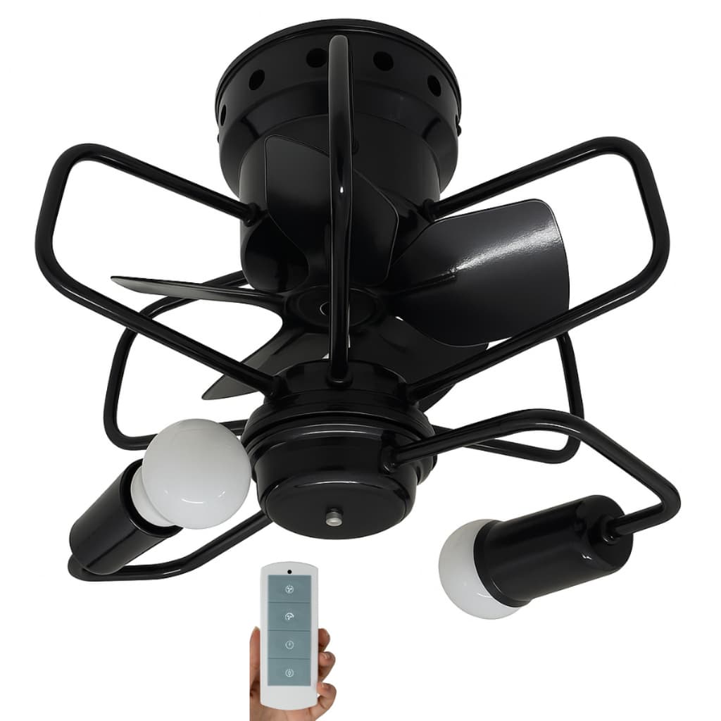 Ventilador com controle remoto de Teto Potente Bivolt 127/220v Cor Preto