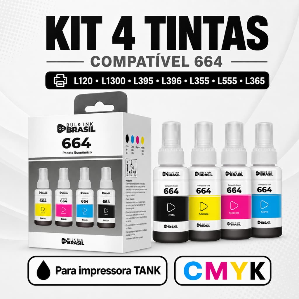 Pack Tintas Compatível Epson L120 L1300 L395 L396 L355 L555 L365