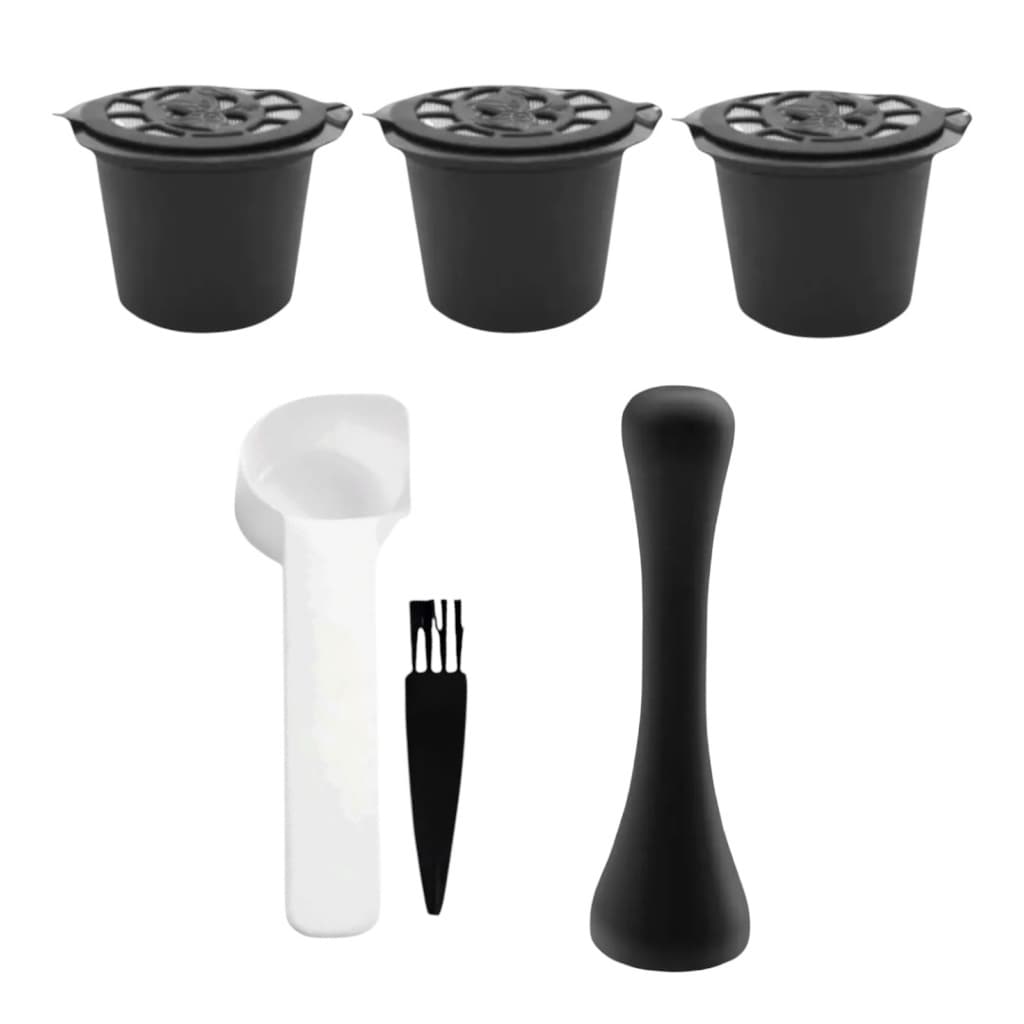 Kit 3 Cápsulas Reutilizáveis + Tamper Compatível Nespresso Café Cafeteira
