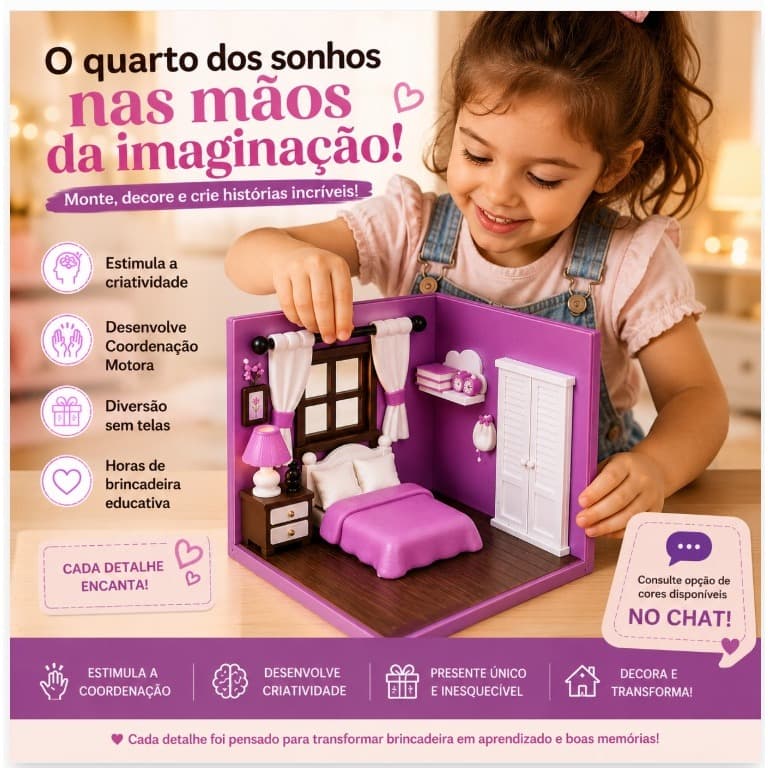 Miniatura Quarto Decorativo Colecionável | Maquete Casinha| Decoração Fofa para Estante e Presente