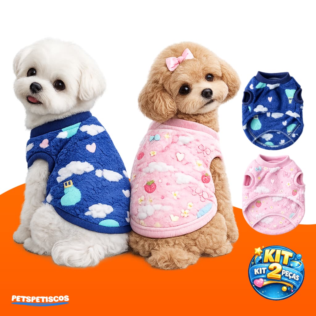 Kit 2 Roupa Pet Inverno Para Cachorro Pet Cachorros Pequeno a Grande Porte 2 Peças Roupa Soft