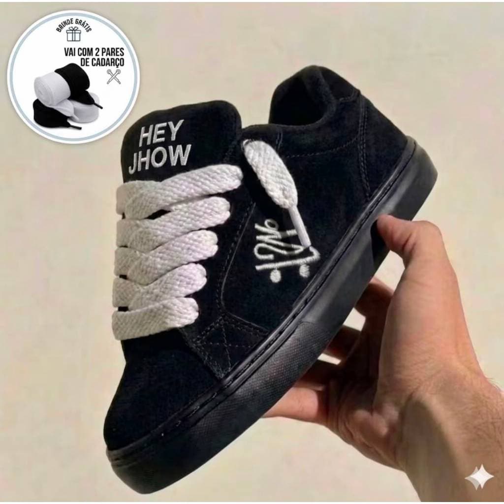 Tênis Skate HEY JHOW Streetwear Unissex Casual Confortável + Acompanha 2 Pares de Cadarço