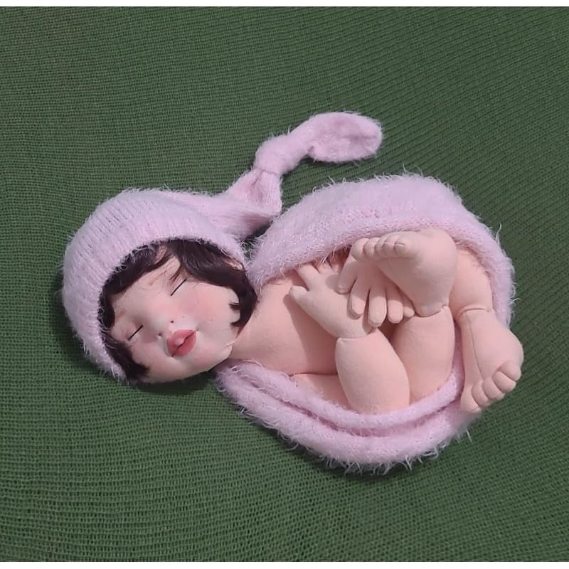 Wrap com touca soneca Peludinha Newborn em Tricô | Prop para Fotografia de Bebê ✨