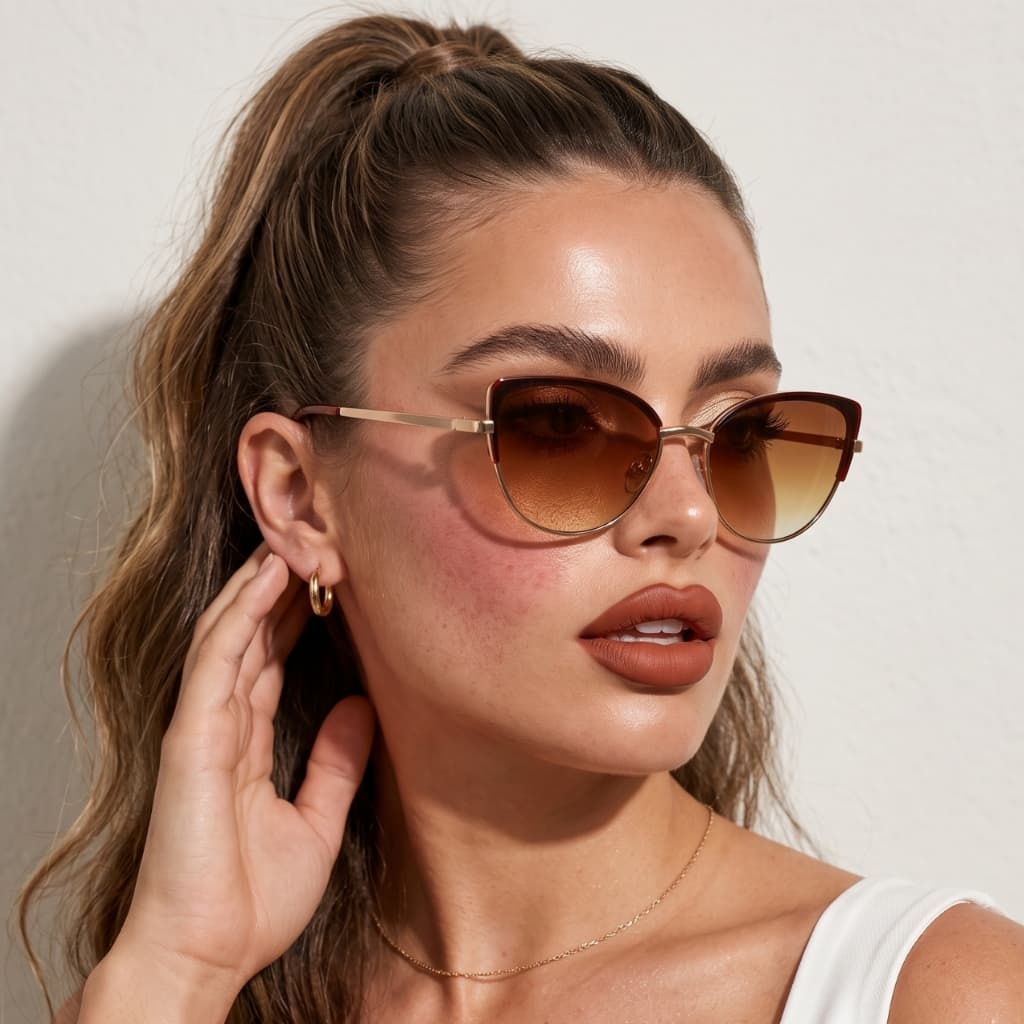 Óculos de Sol Gatinho Escuro Premium Classico Moda Praia Club Elegante Retro Oldmoney uv400 Feminino