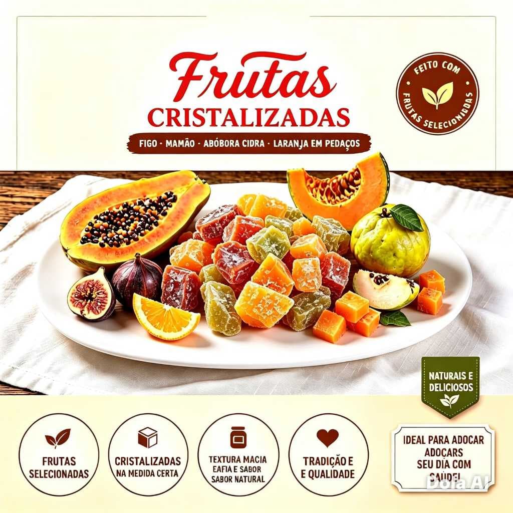 doces cristalizados pedaços de frutas vários sabores 1kg