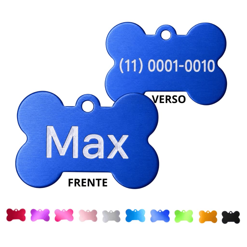 Plaquinha de Identificação Pet Nome Número Gravação a Laser Personalizada Gato Cachorro Acessório