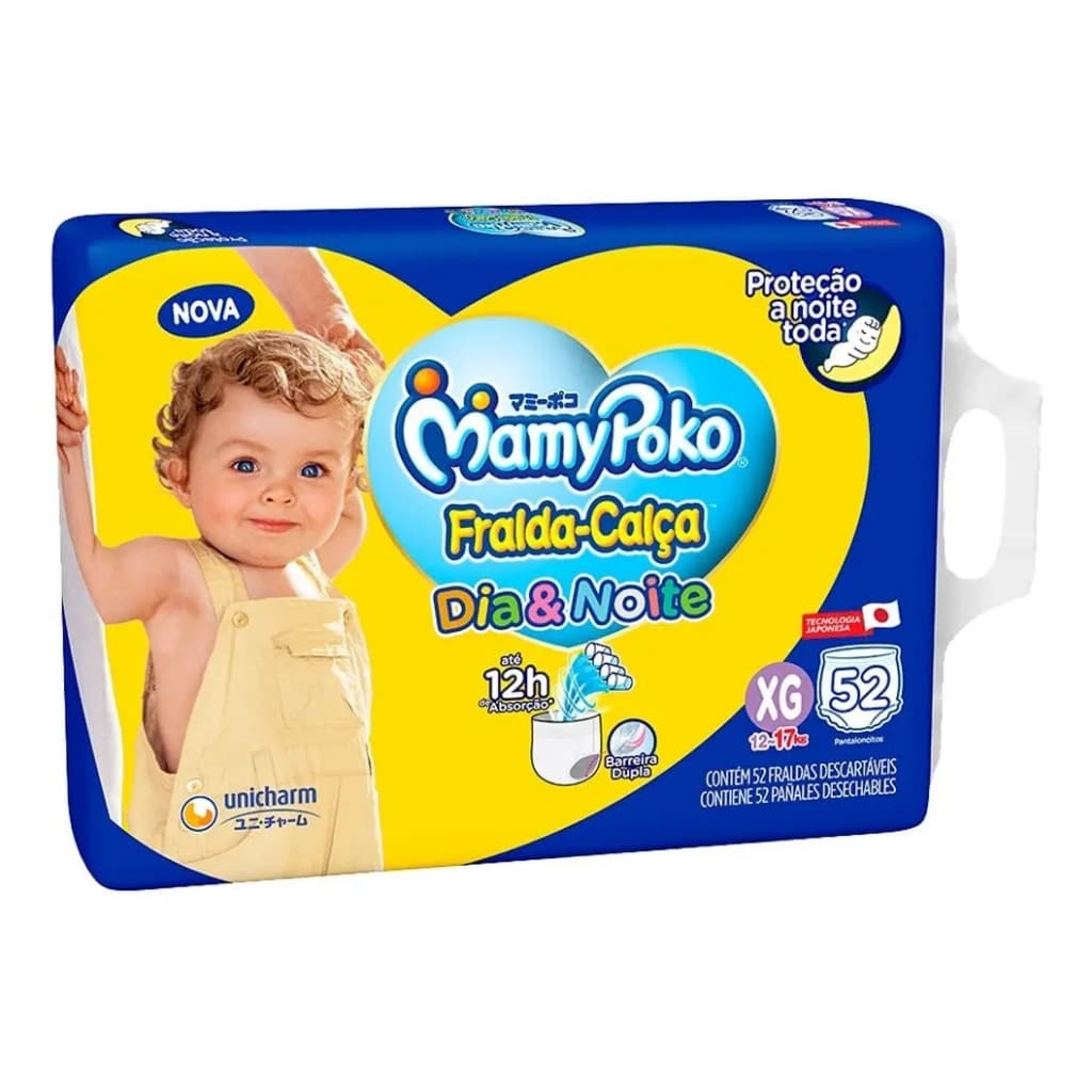 Fralda-Calça  MamyPoKo Dia & Noite XG  Até 12 horas De Absorção 52 Unidades no Pacote
