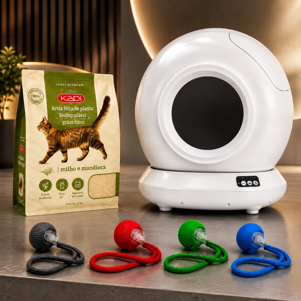 Caixa Areia Automática WiFi Areia Kadi 4kg  Bola Interativa