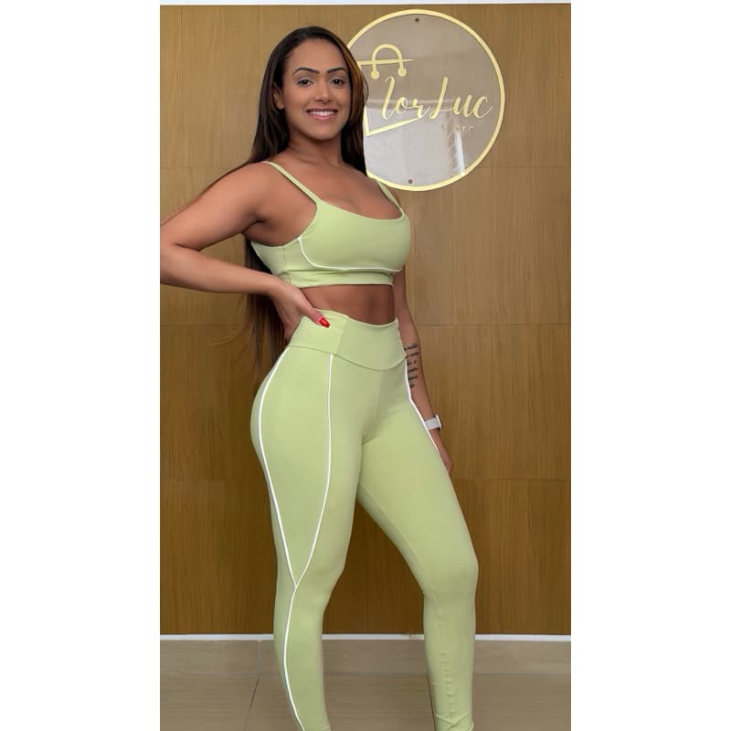 Conjunto Feminino de Academia Calça Legging + Top com Alta Compressão e Zero Transparência