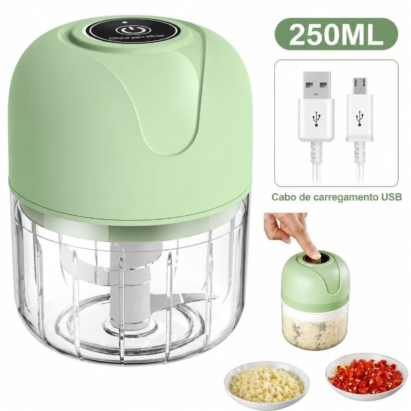 Mini Processador Triturador Sem Fio Elétrico 250ML De Alimentos Para Legumes Alho Gengibre