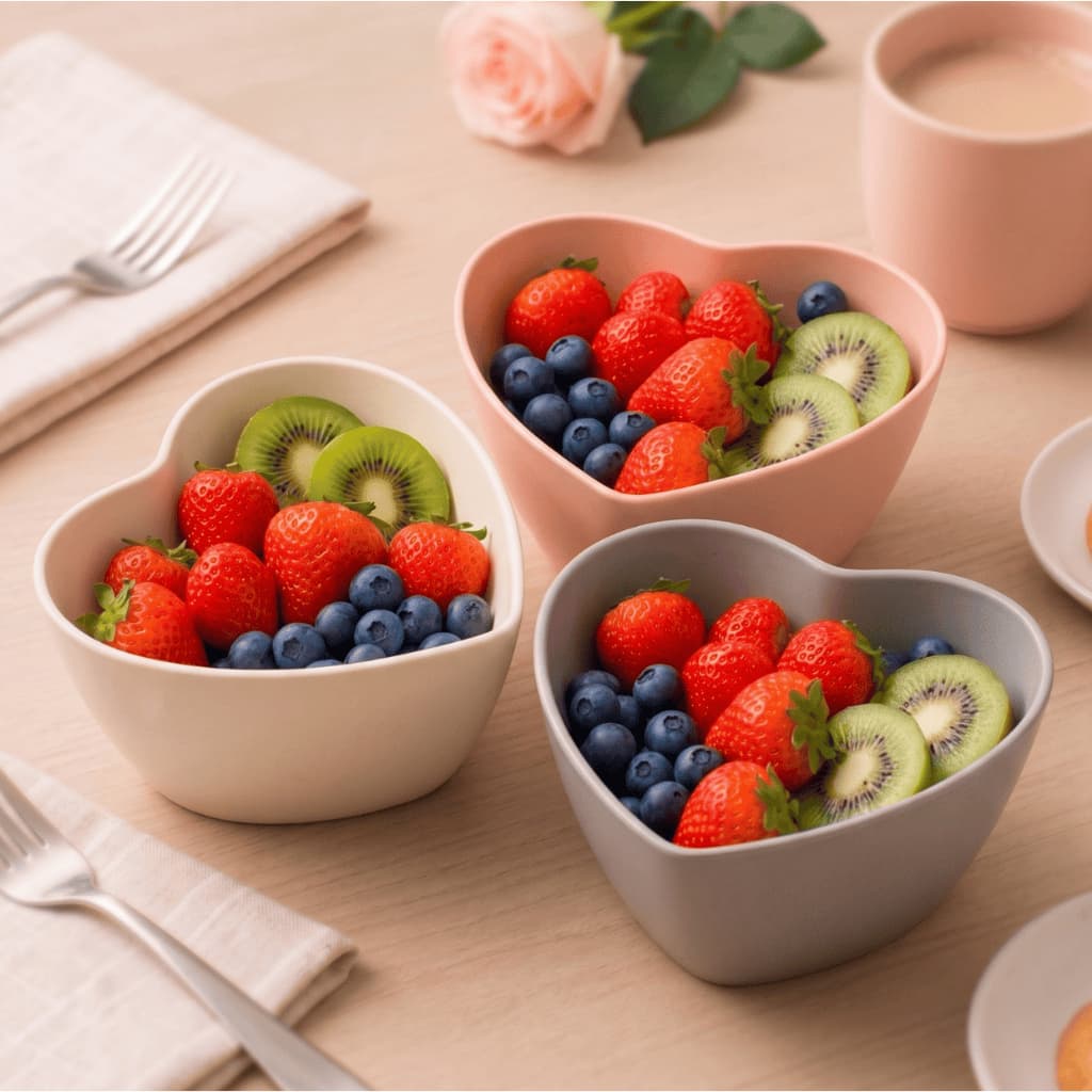 Kit 3/6/10 Tigelas Bowls Coração 14x7 cm Decorativas Multiuso Resistentes Sobremesa Snacks Decoração Wincy