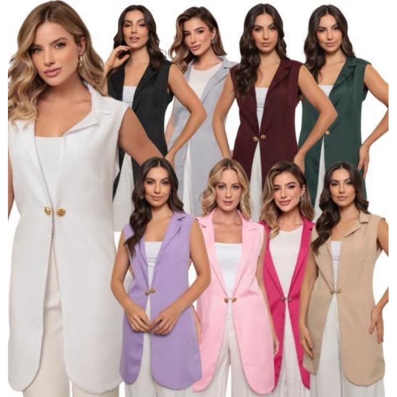 Jaleco Colete Feminino Alexandra Diversas Cores Elia