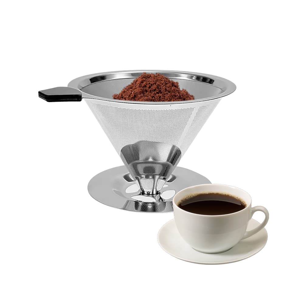 Filtro Coador de Café Inox 103/102/101 Com Pegador em Silicone Peneira de Aço Reutilizável