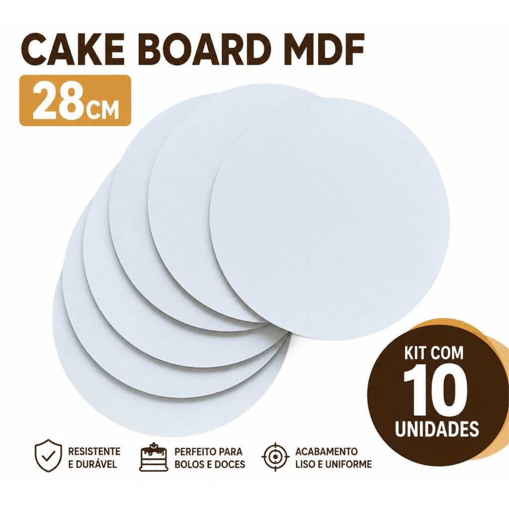 Cake Board MDF 28cm Redondo - 10 Unidades