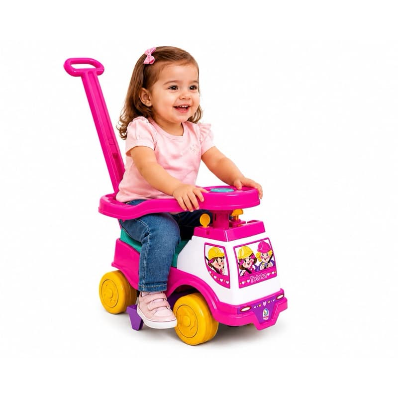 Carrinho de Passeio Triciclo com Empurrador Motoca Infantil Menino e Menina Velotrol Grande Cardoso Toys