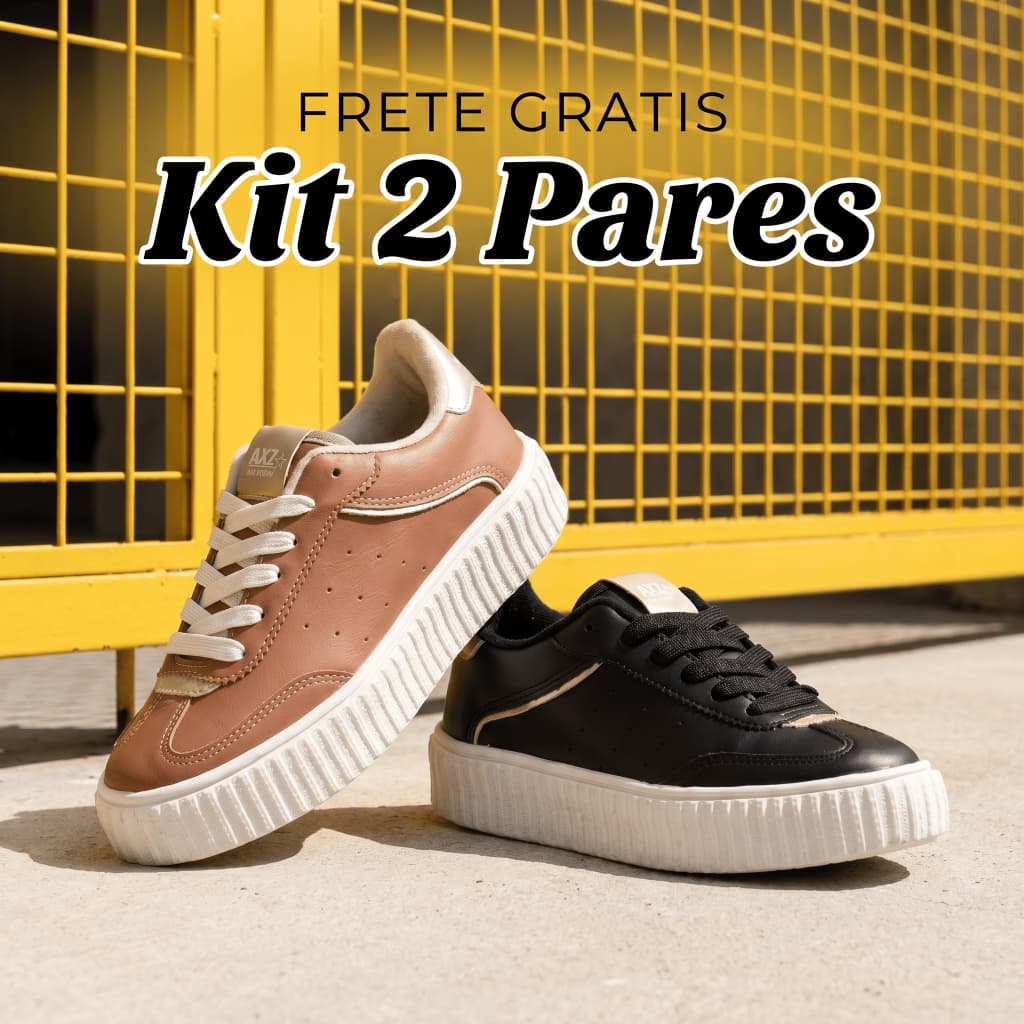 Kit 2 Pares Tênis Feminino Casual Plataforma Confortável Moda Urbana Para Looks Diários